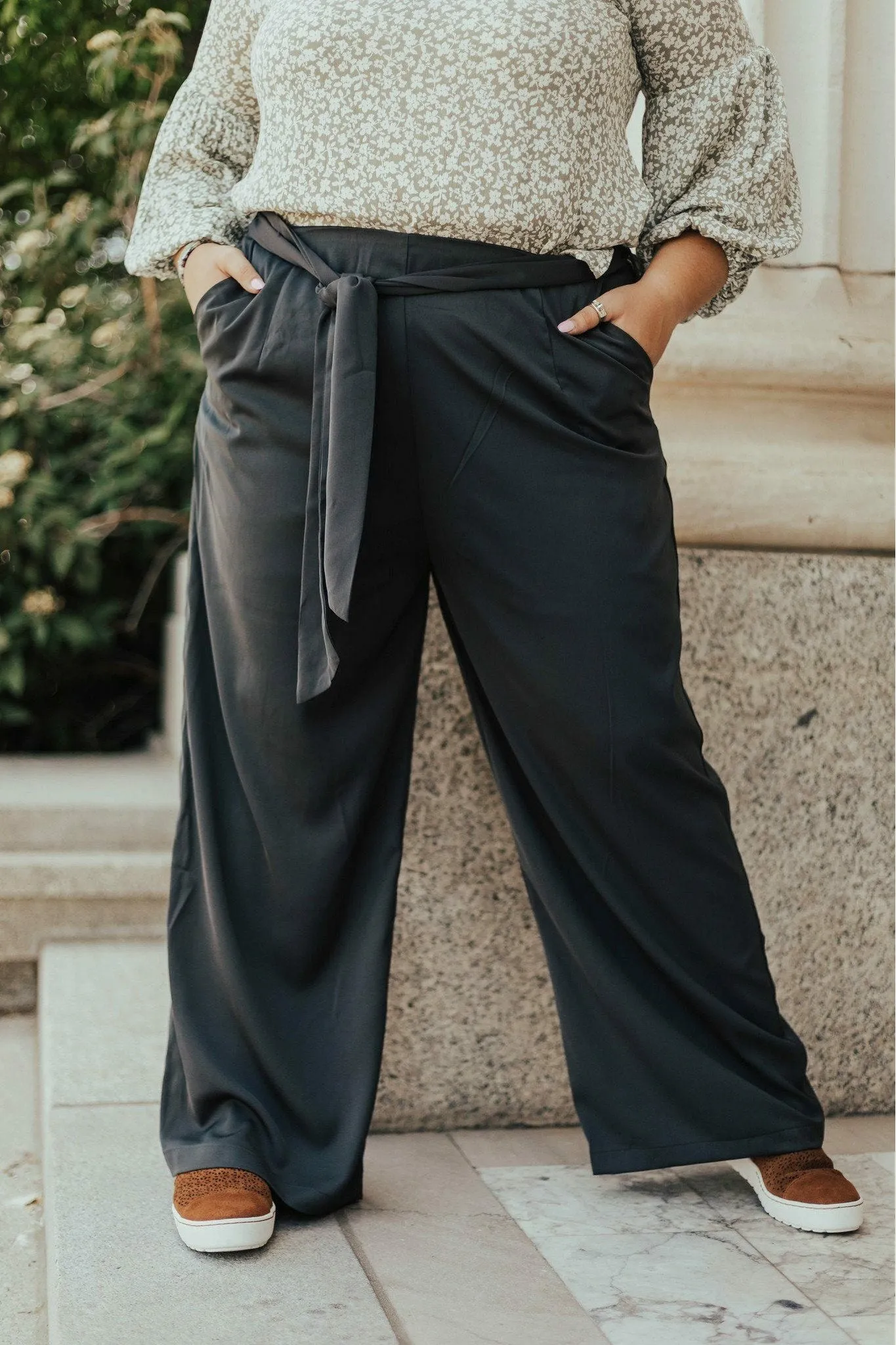 Emma High Waist Pants Two Charcoal Relaxed Wear