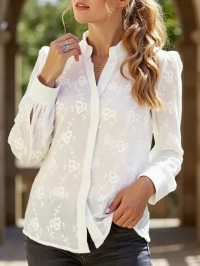 Midweight Texture UVProtective Coating Lace embroidery blouse