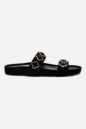 Milan Piccolo Slide In Black Velvet Toe Protection