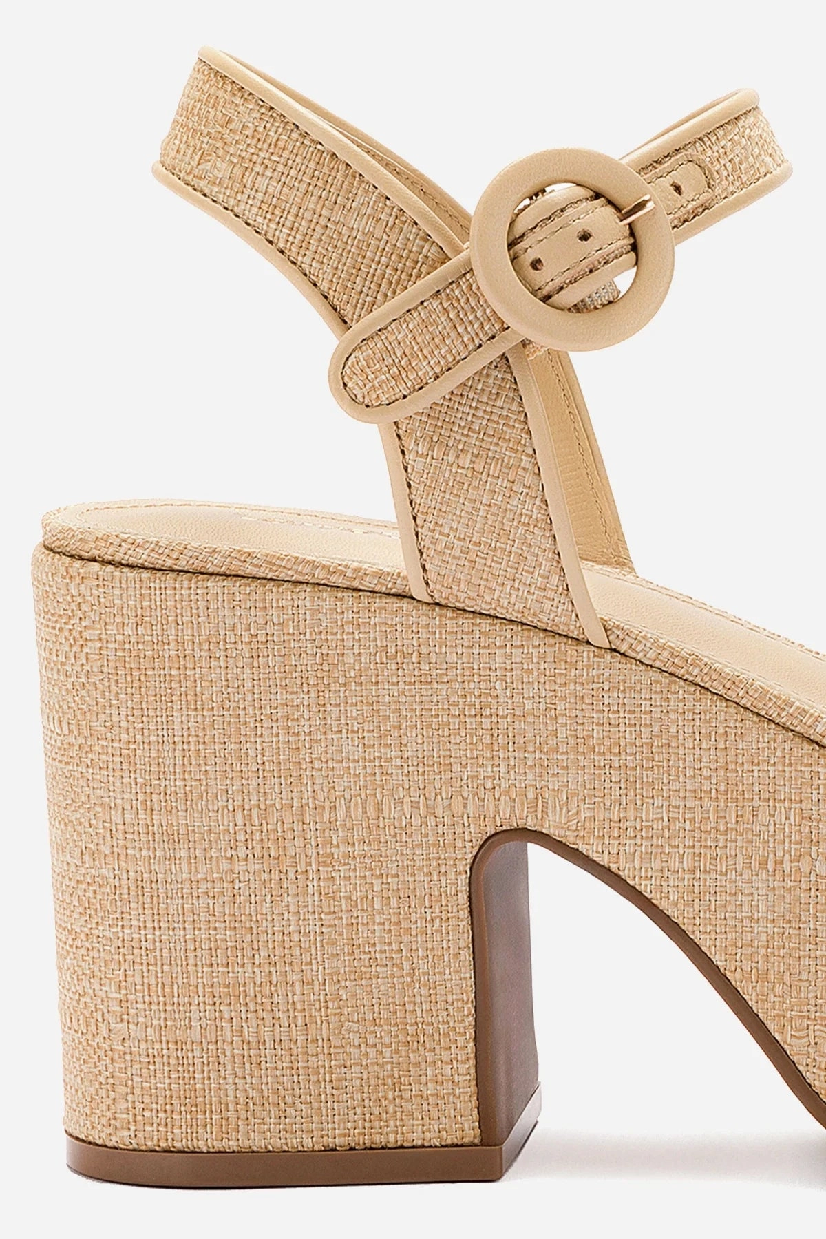 Miso Platform Strap Sandal In Beige Raffia Family Time
