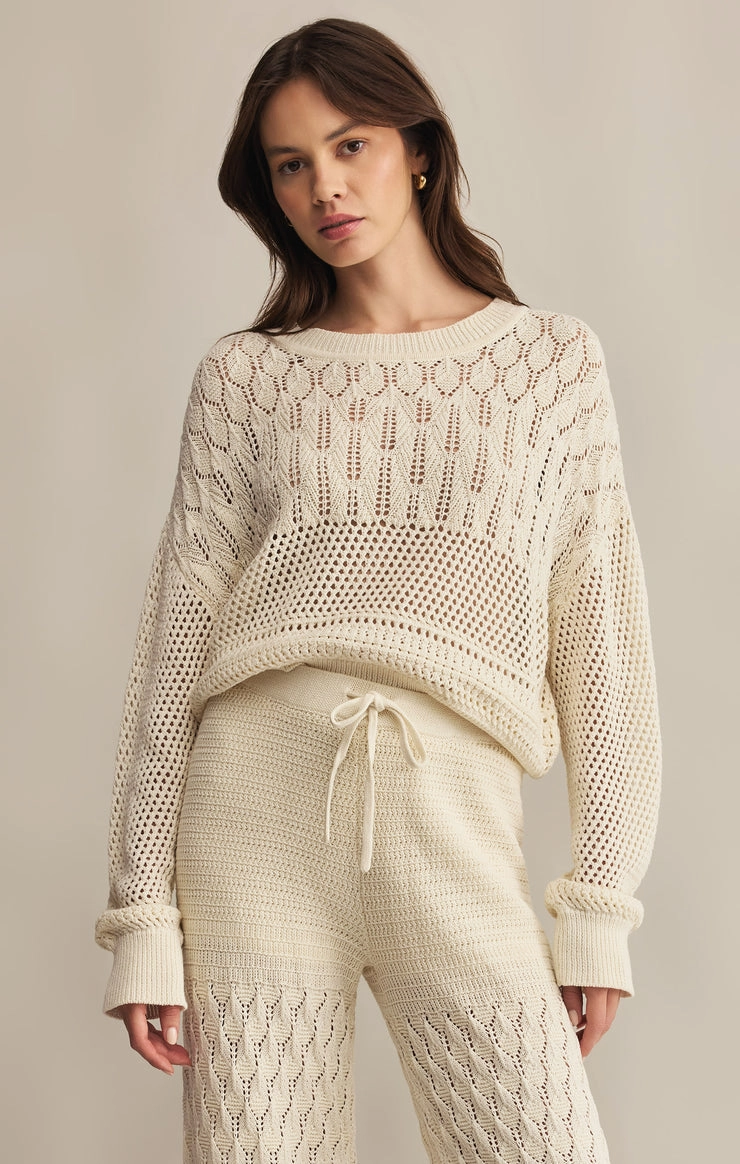 RUE CROCHET SWEATER TexturedSurface MicroPerforated Details