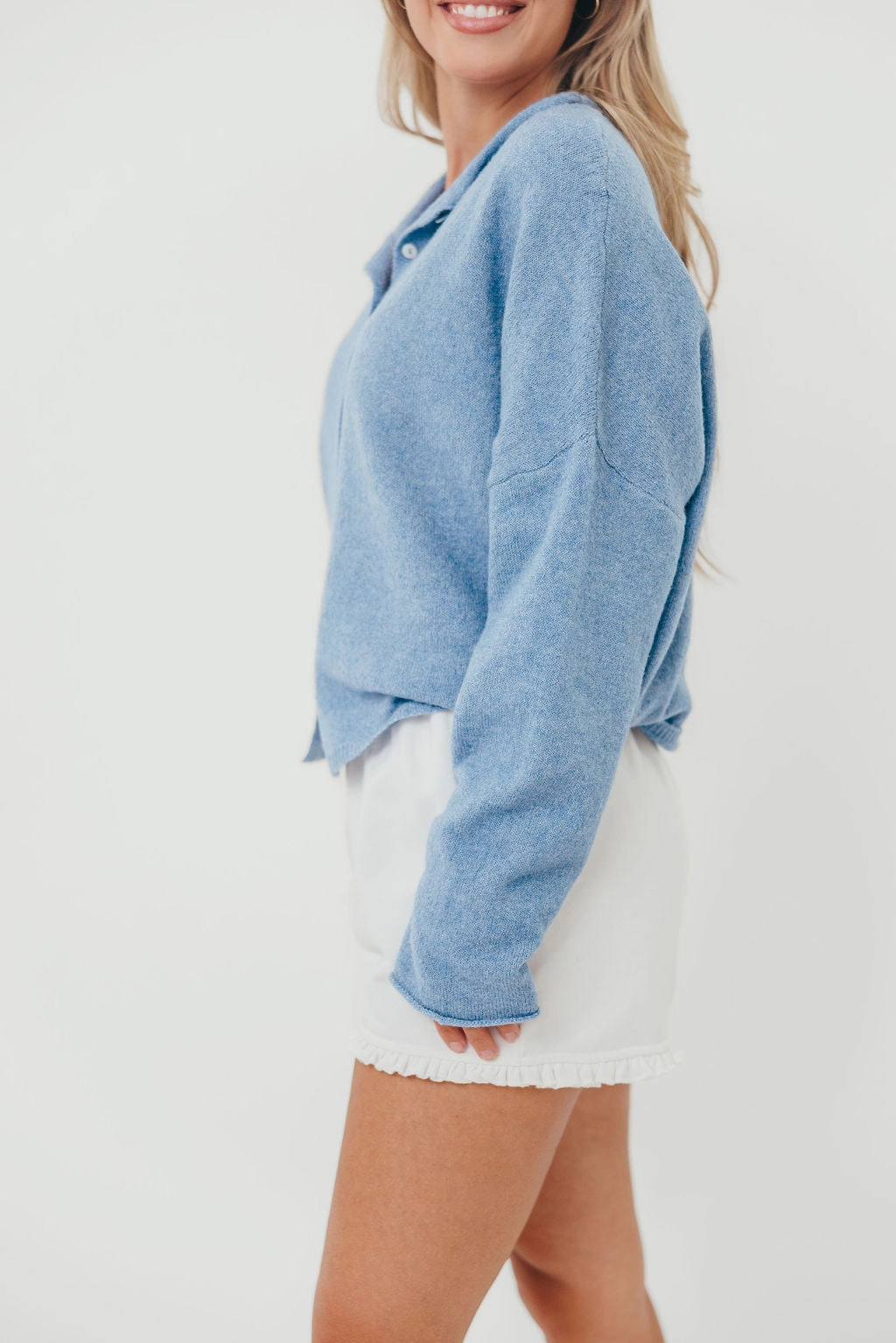 Piper Cardigan in Dusty Blue Quick-Dry Fabric