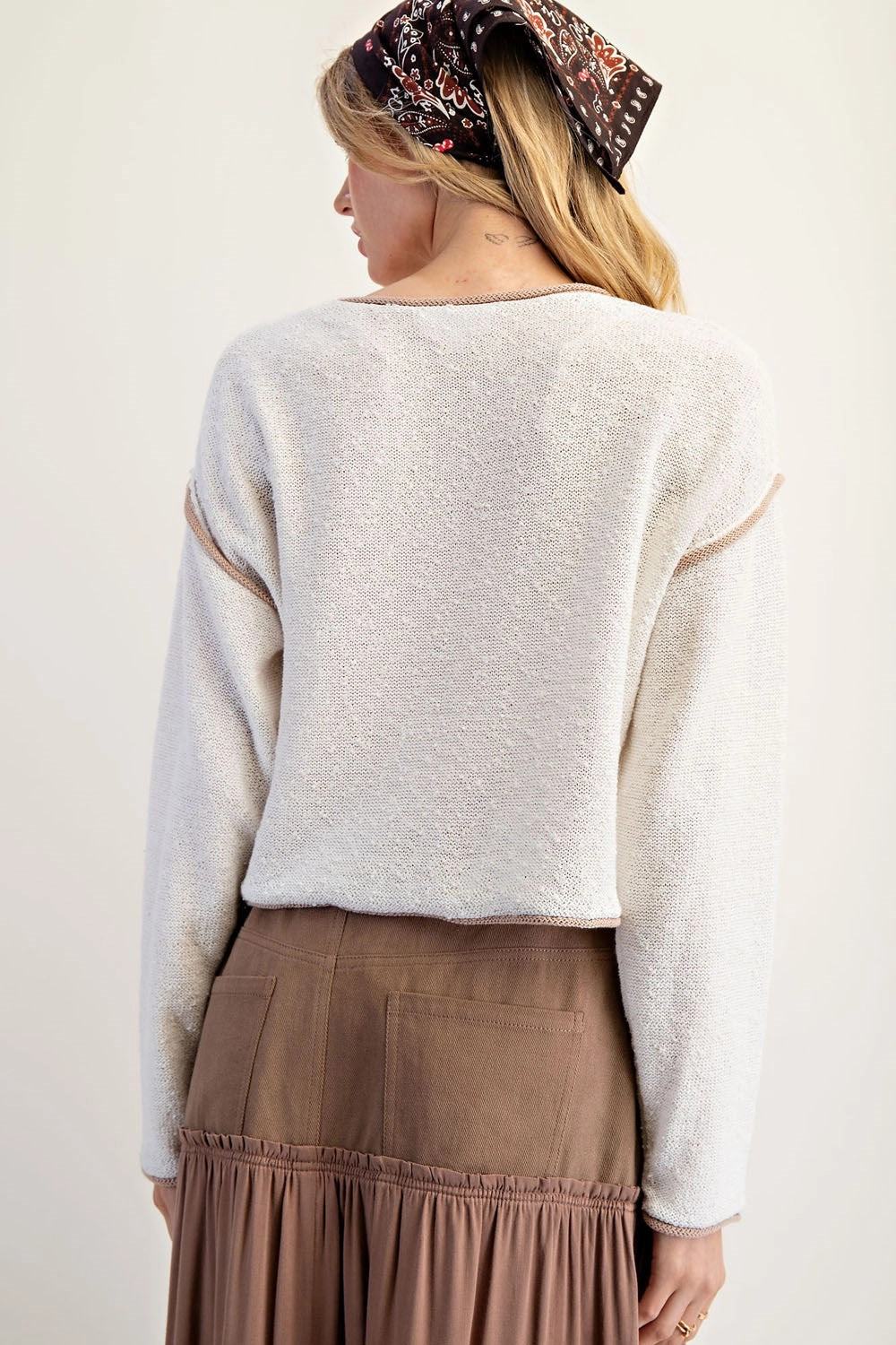 More To Love Sweater in Oatmeal QuickRelease Closure Wrinkle Free Weave