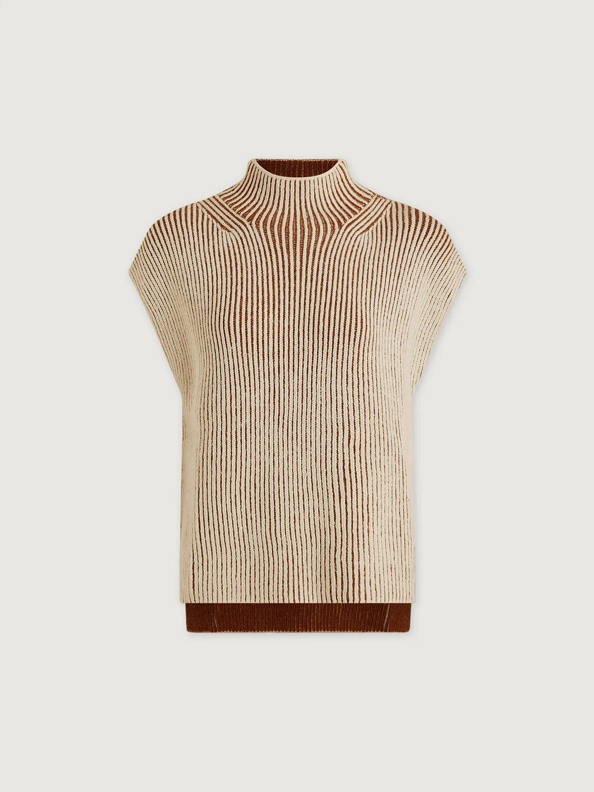 Varley Lauren Plated Knit Tank in Cocoa Dust High Stretch Fabric High Collar Option