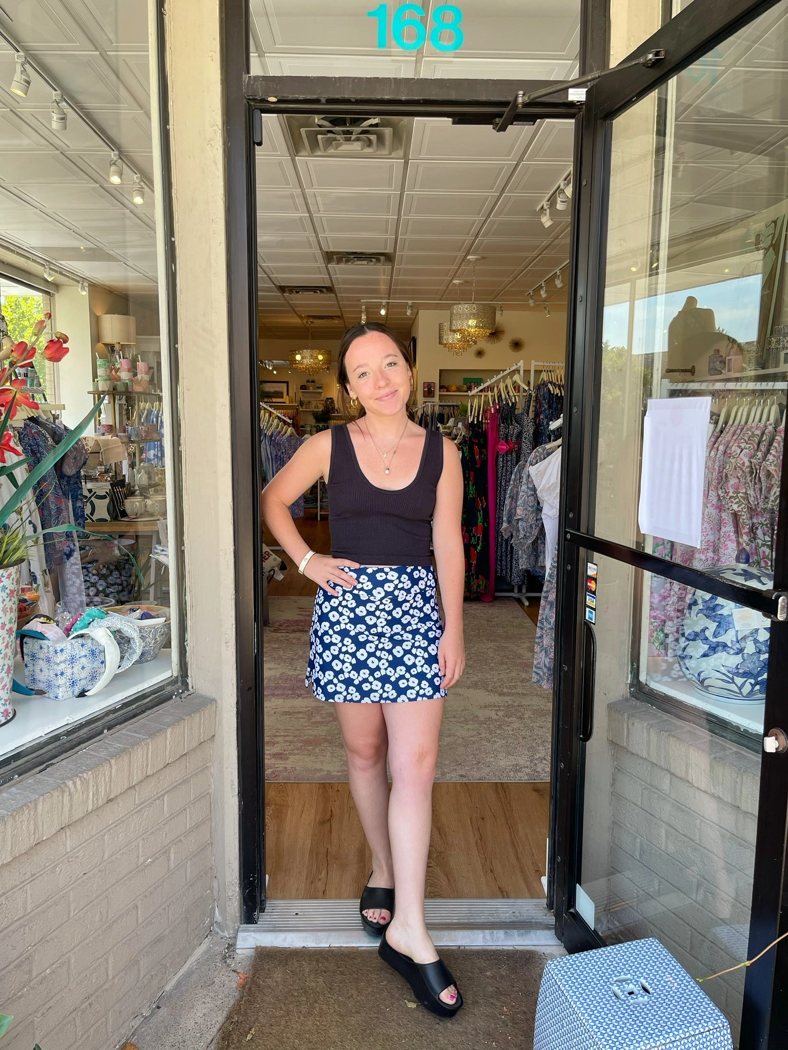 Razi Skort Pop Art Flower Navy ReinforcedShoulders