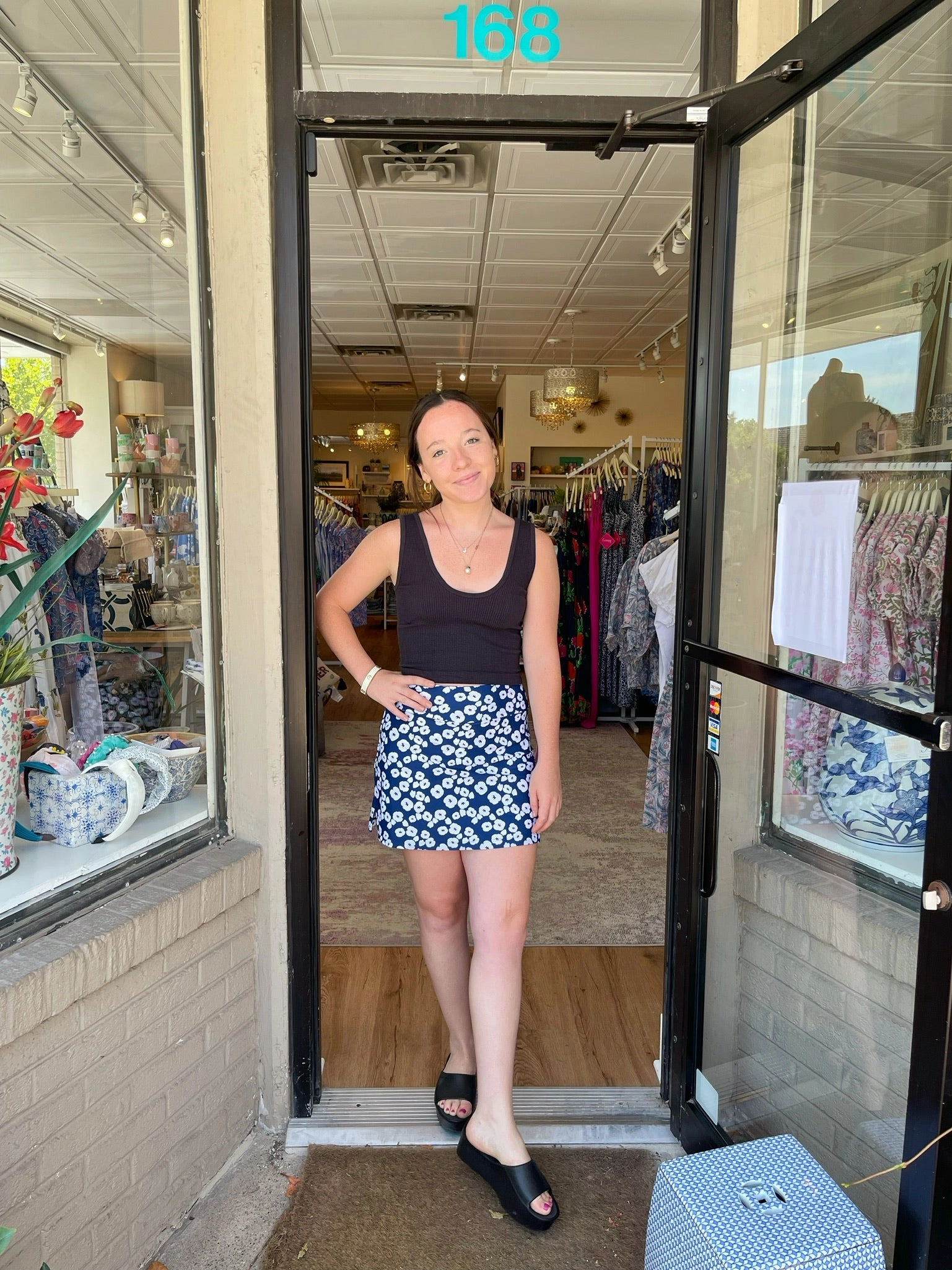 Razi Skort Pop Art Flower Navy Polka Dot