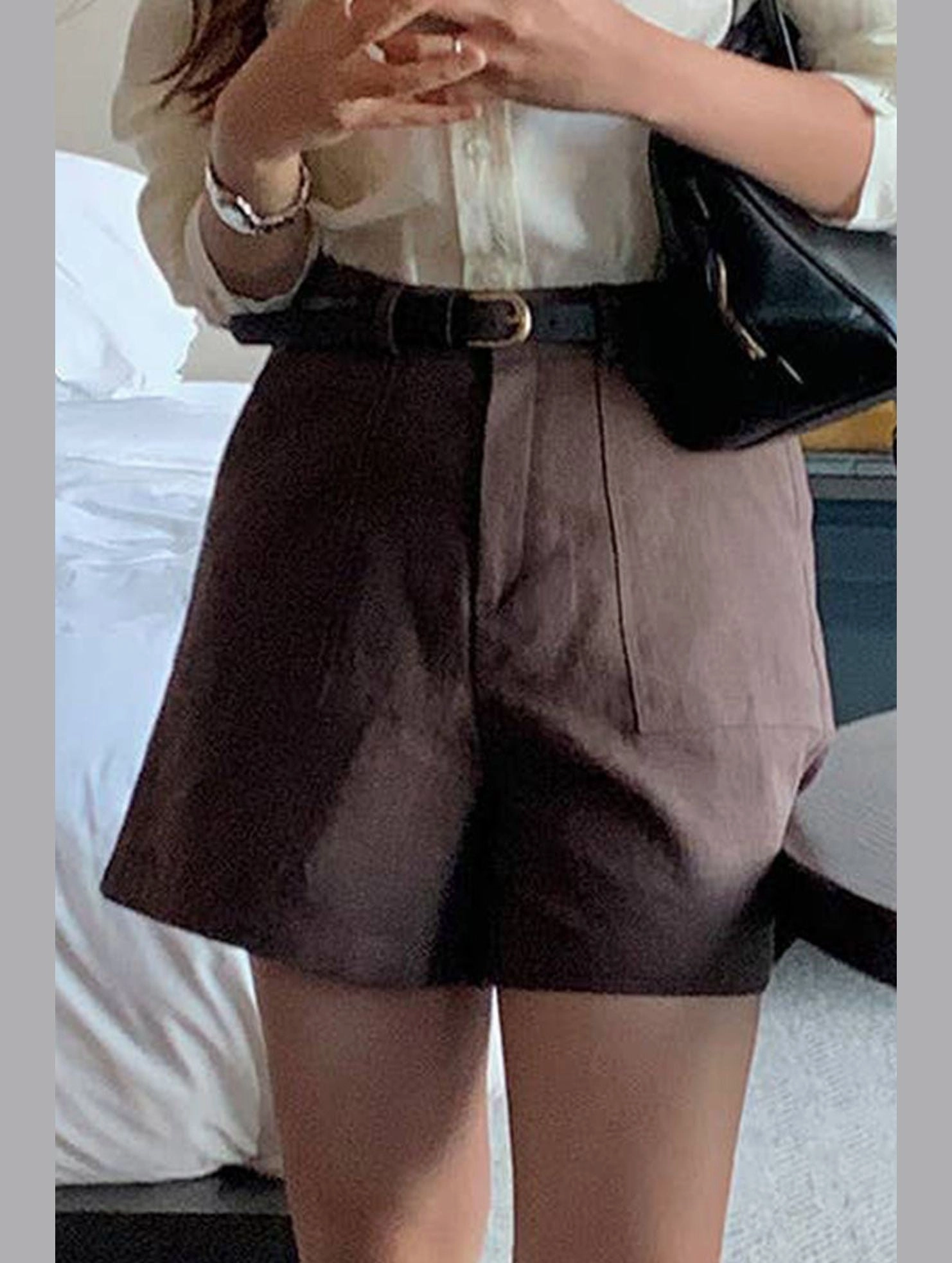 Seasonal Wear COTTON AND LINEN DOUBLE-POCKET SHORTS_CWBLP0742