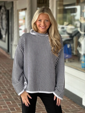 Chic Black Stripe Sweater MinimalistAesthetic