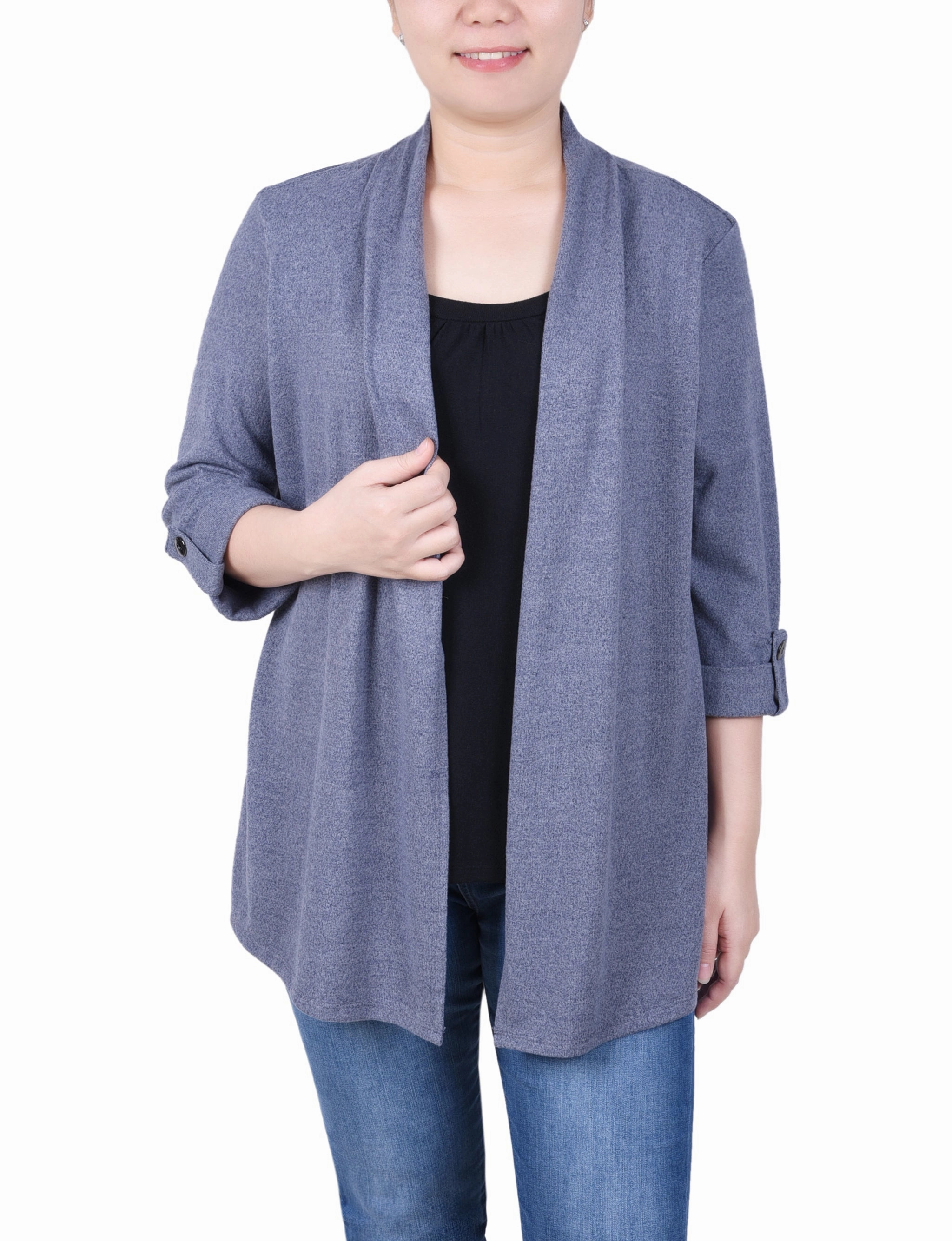 ButtonDownCollar preshrunk Petite 3/4 Sleeve Two In One Top