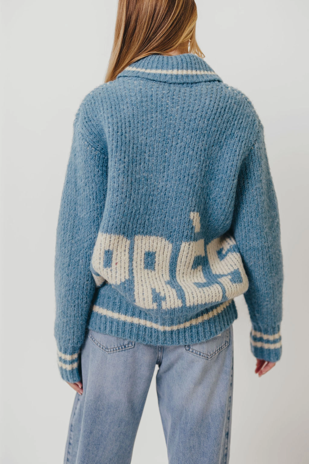 Apres Zip-Up Sweater in French Blue Recycled Polyester Blend Fleece Pullover