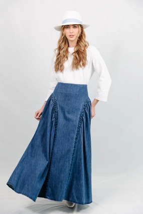 Ariella Denim Skirt color block