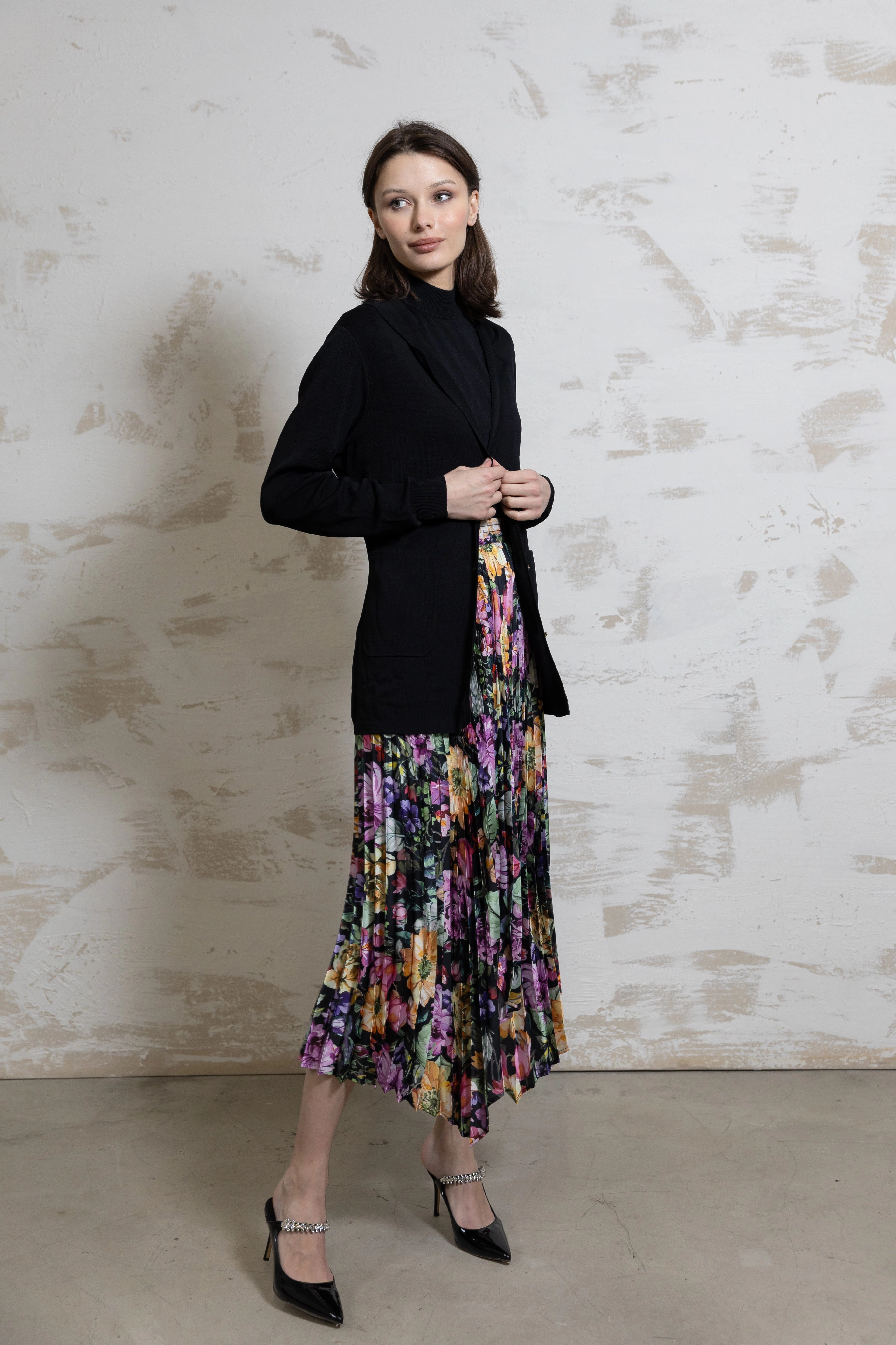 Arrow Pleated Skirt - Floral Easy Style