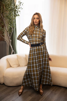 Ashley Plaid Skirt Hygienic Coating