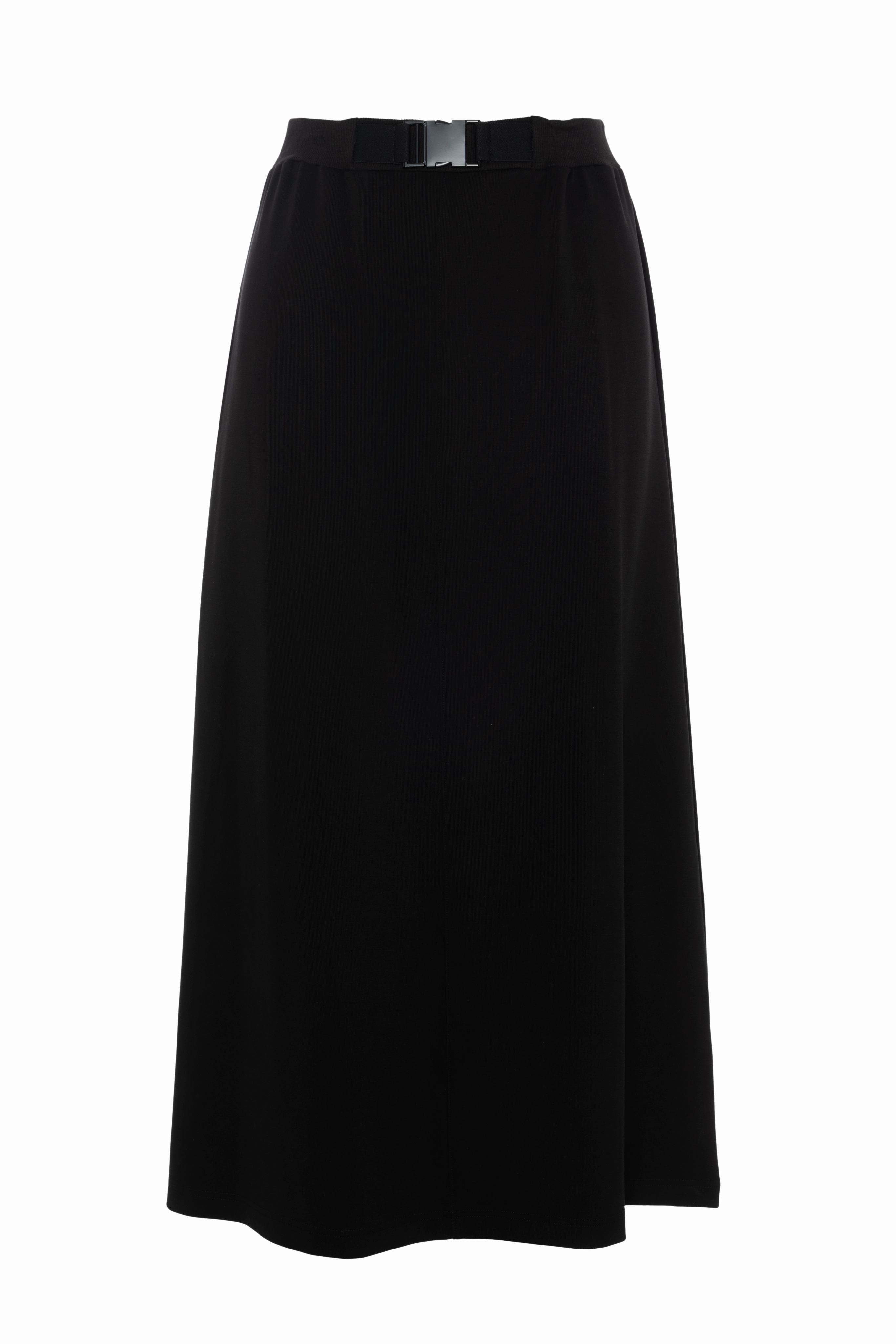 Sleek Appeal Aspect Black Midi Skirt with Buckle WB5CPT7265S
