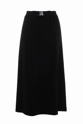 Sleek Appeal Aspect Black Midi Skirt with Buckle WB5CPT7265S