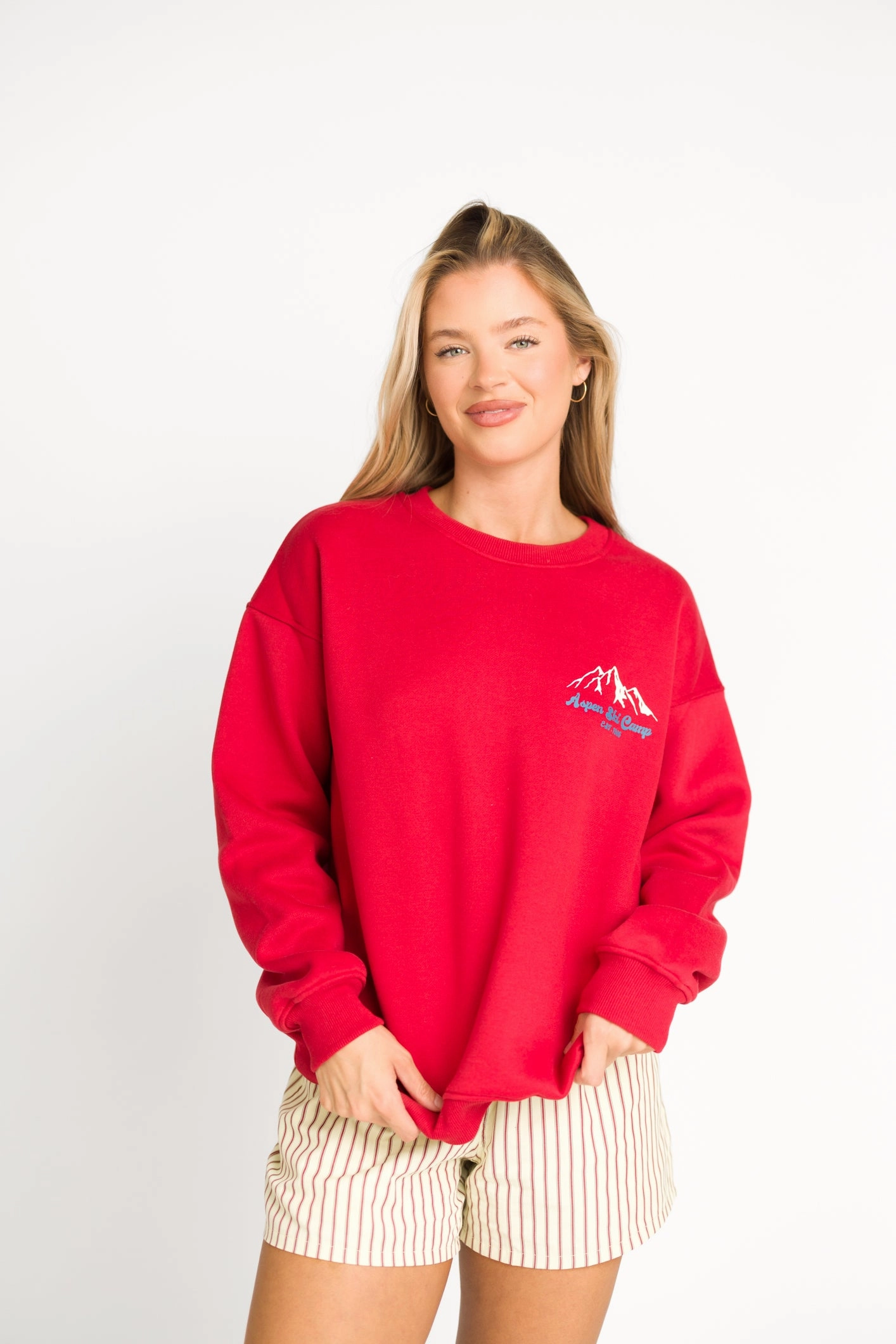 Aspen Ski Camp Sweatshirt in Cherry DoubleLayered