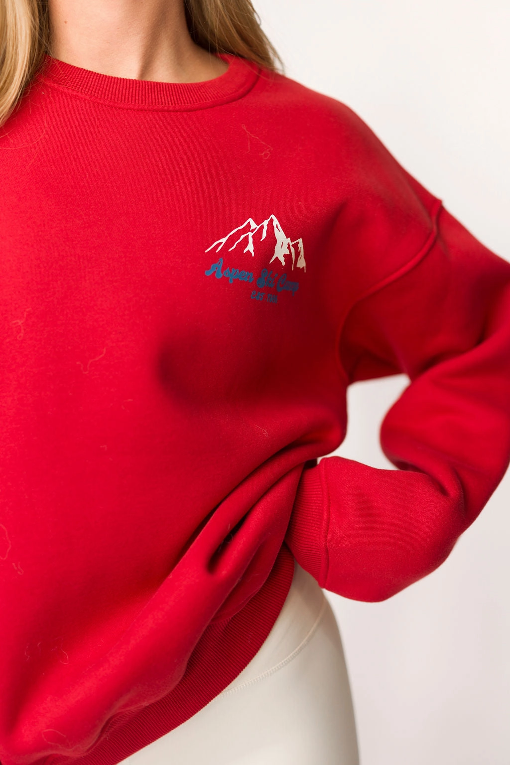 Odor Control Finish UltraSoft Lining Aspen Ski Camp Sweatshirt in Cherry
