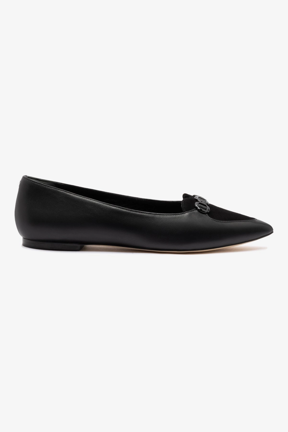 Audrey Flat In Black Leather Winter Chill