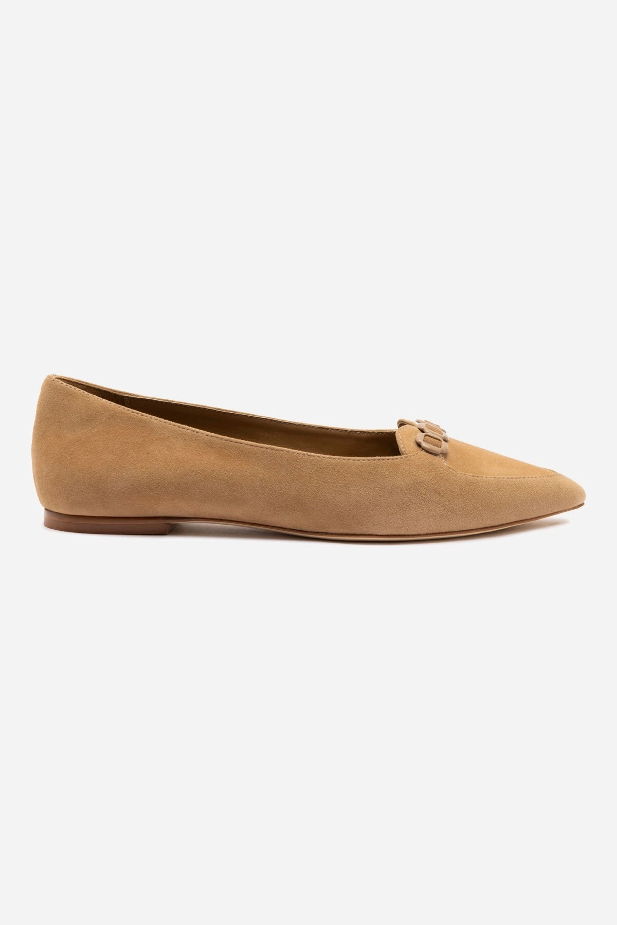 Feather Light Long Distance Office Smart Audrey Flat In Hazelnut Suede