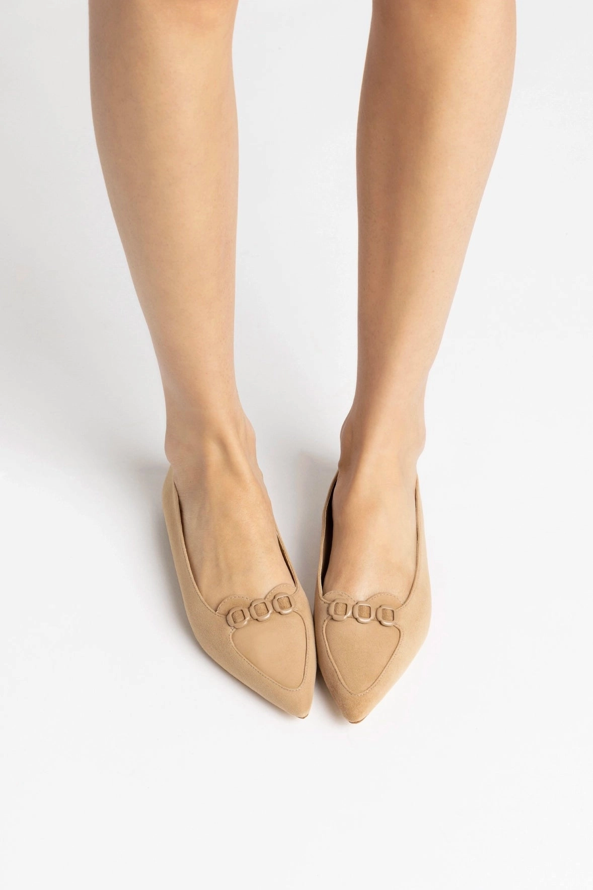 Audrey Flat In Hazelnut Suede Memory Foam Cushioning