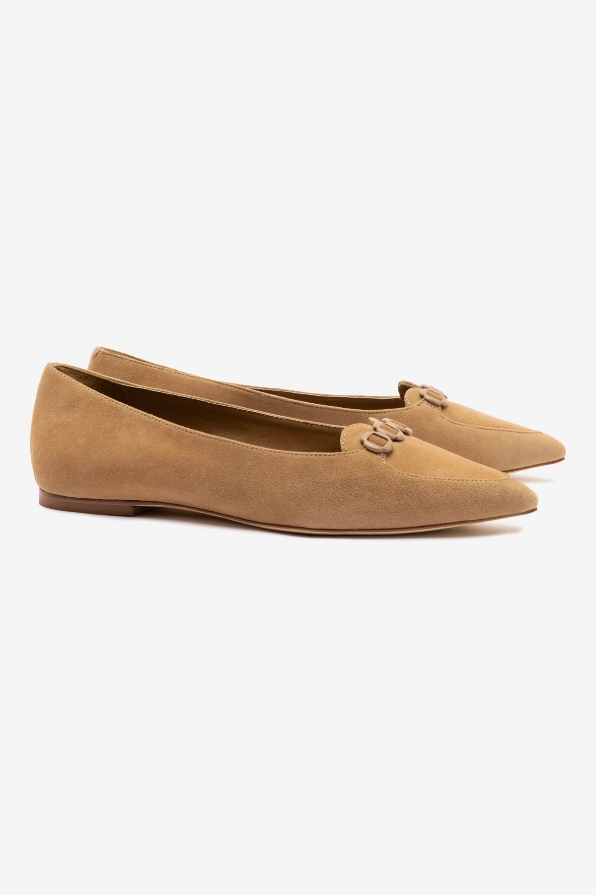 French Soft Abrasion Resistant Material Audrey Flat In Hazelnut Suede