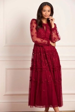 Climate-Adaptive Autumn Lace Long Sleeve Ankle Gown