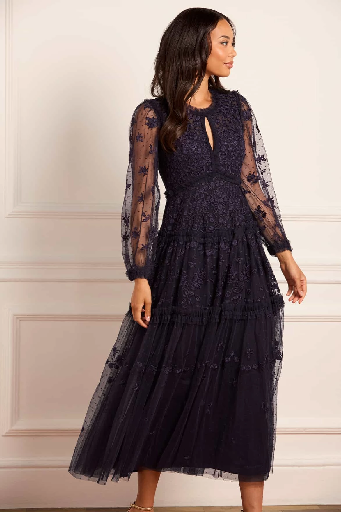 Autumn Lace Long Sleeve Ankle Gown Cozy Flex