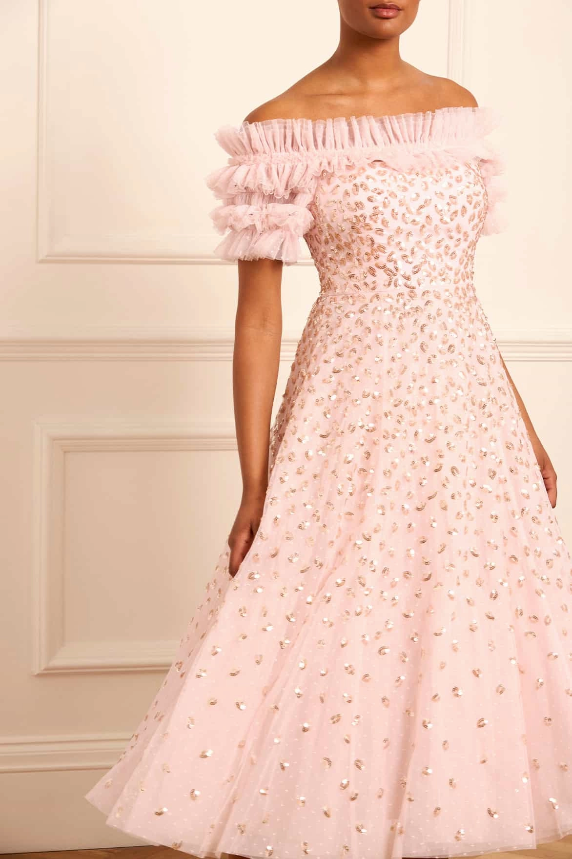 Autumn Leaves Off-Shoulder Ballerina Dress Modern Layering