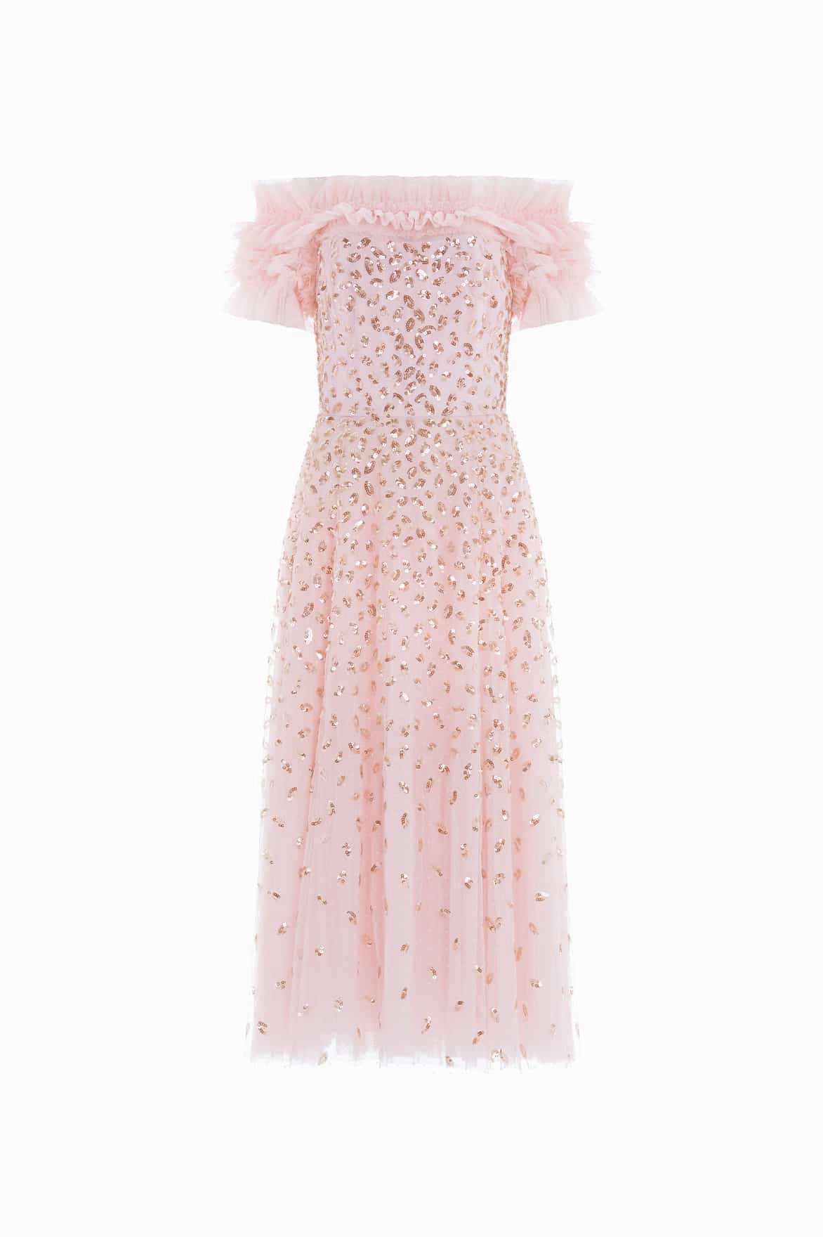 Elegant brunch outfit Autumn Leaves Off-Shoulder Ballerina Dress