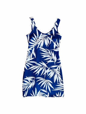 Warm Touch Natural Wrap Bali Tank Dress Navy Palm Leaf