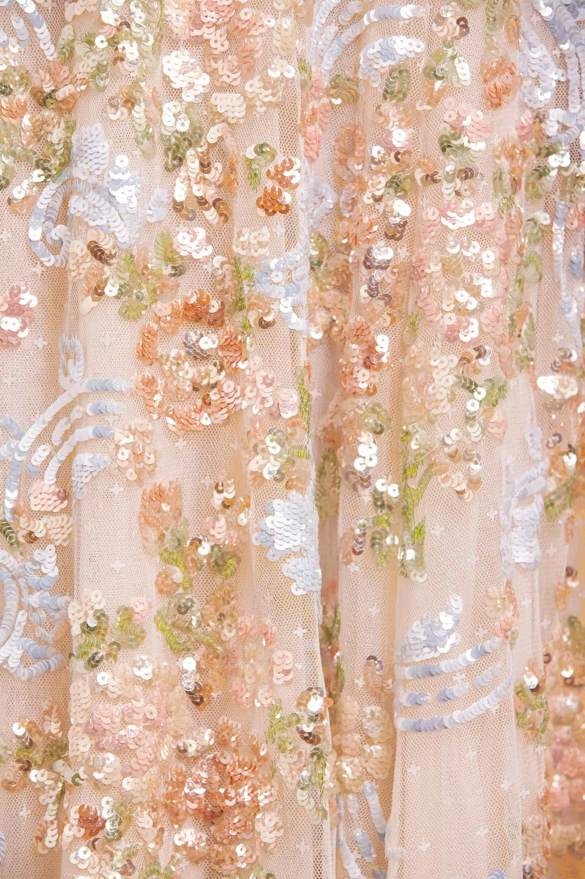 Baroque Floral One-Shoulder Ankle Gown Halter neck