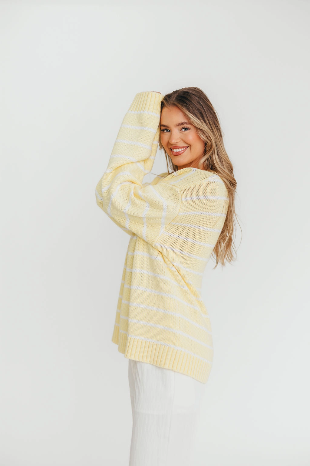 Bayside Sweater in Banana Stripe Comfortable Style NeutralPalette