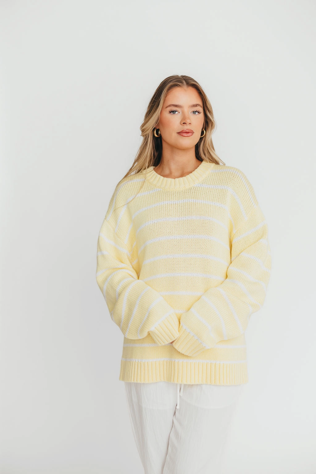 Comfortable Layer Bayside Sweater in Banana Stripe