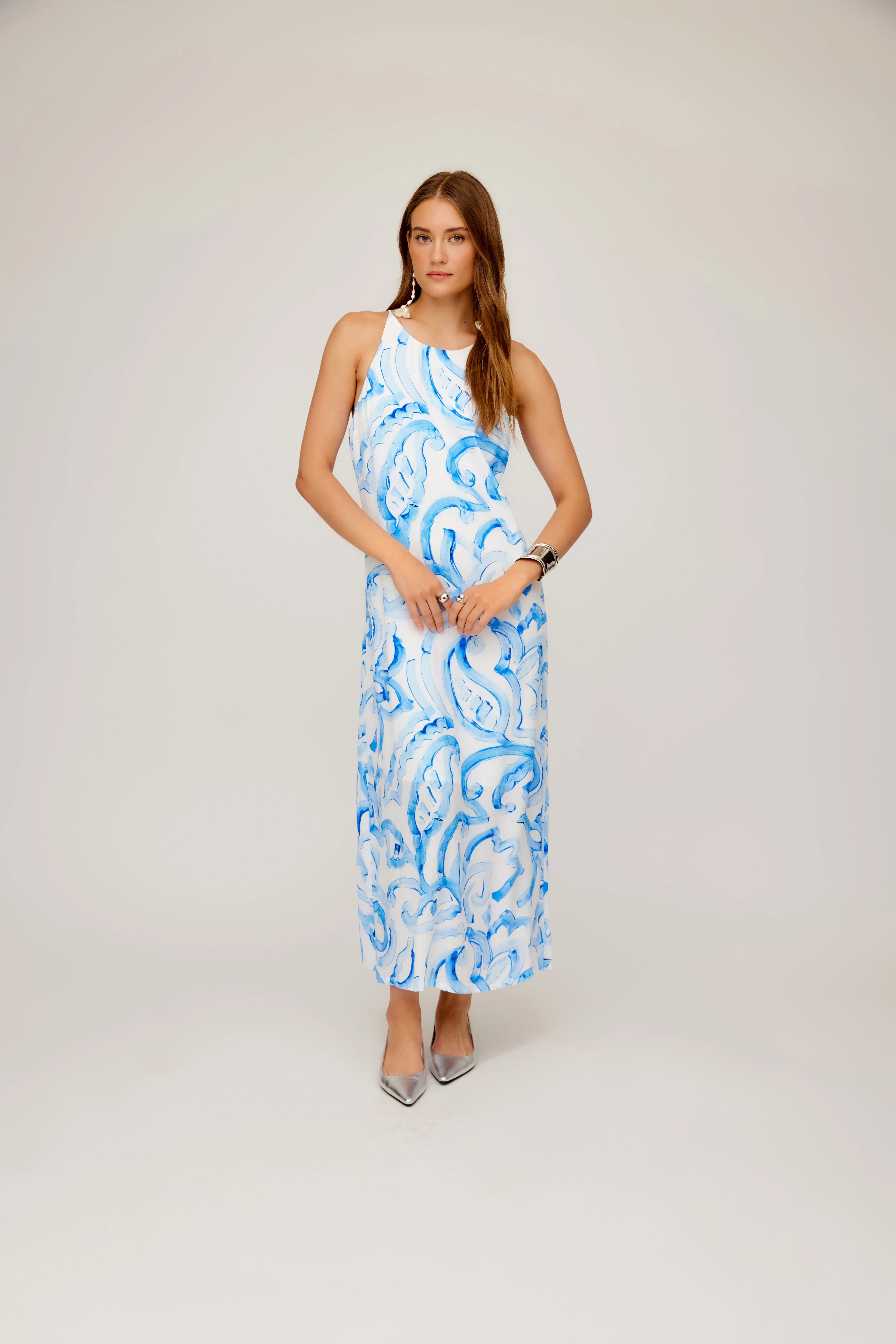 Pure Motion Sera A Line Midi Painted Paisley Print