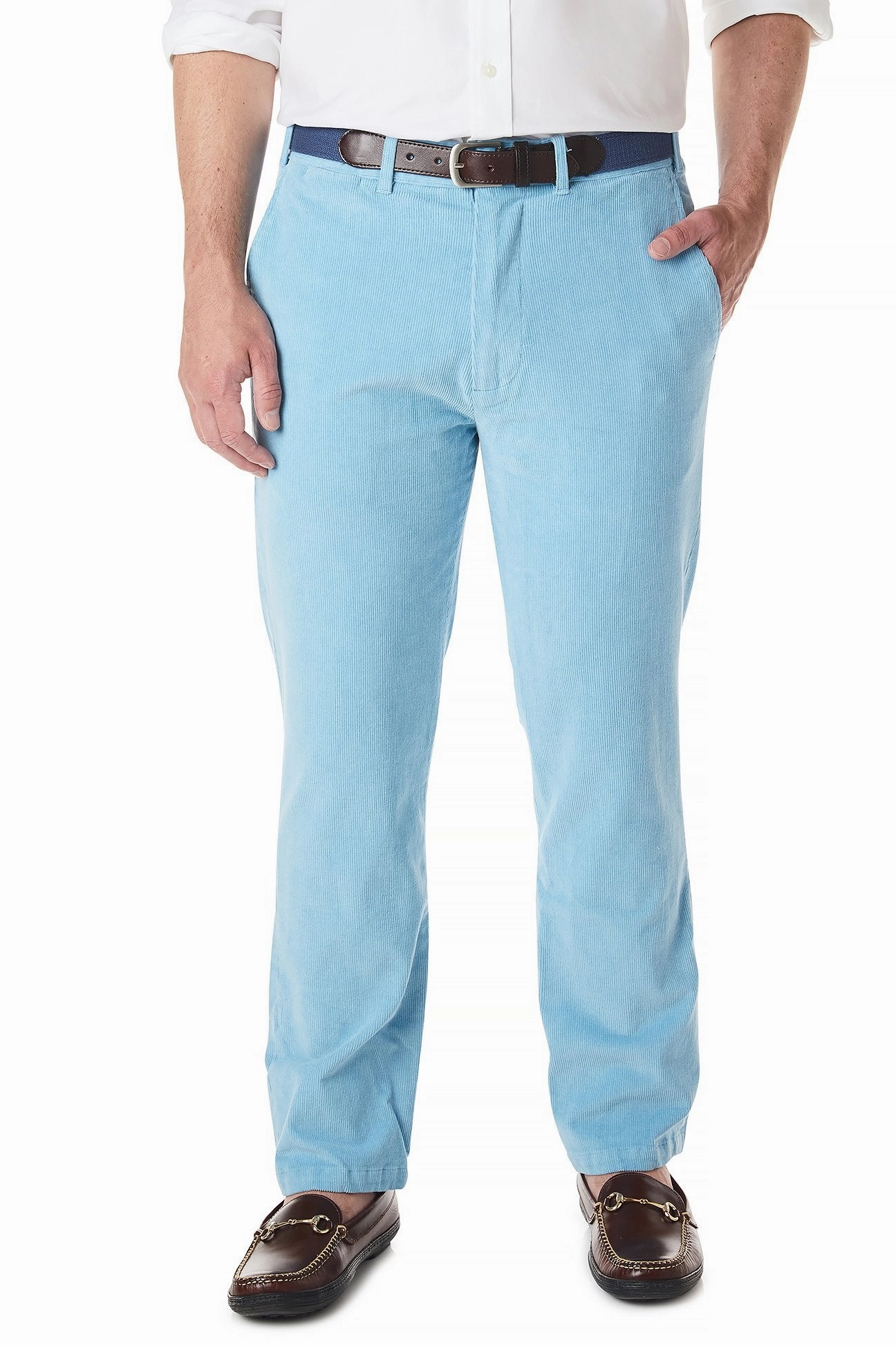 Beachcomber Stretch Corduroy Pant Sky Blue LowProfileTopstitching Layered Panel Design