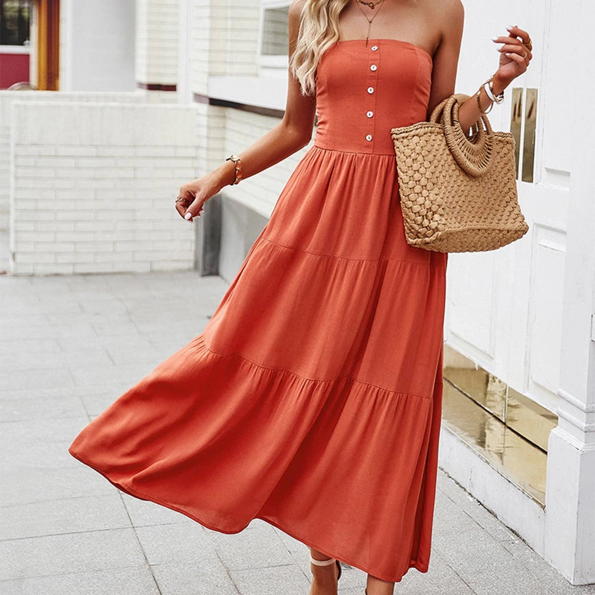 Chill Vibes COTTON STRAPLESS DRESS_CWDMD1534