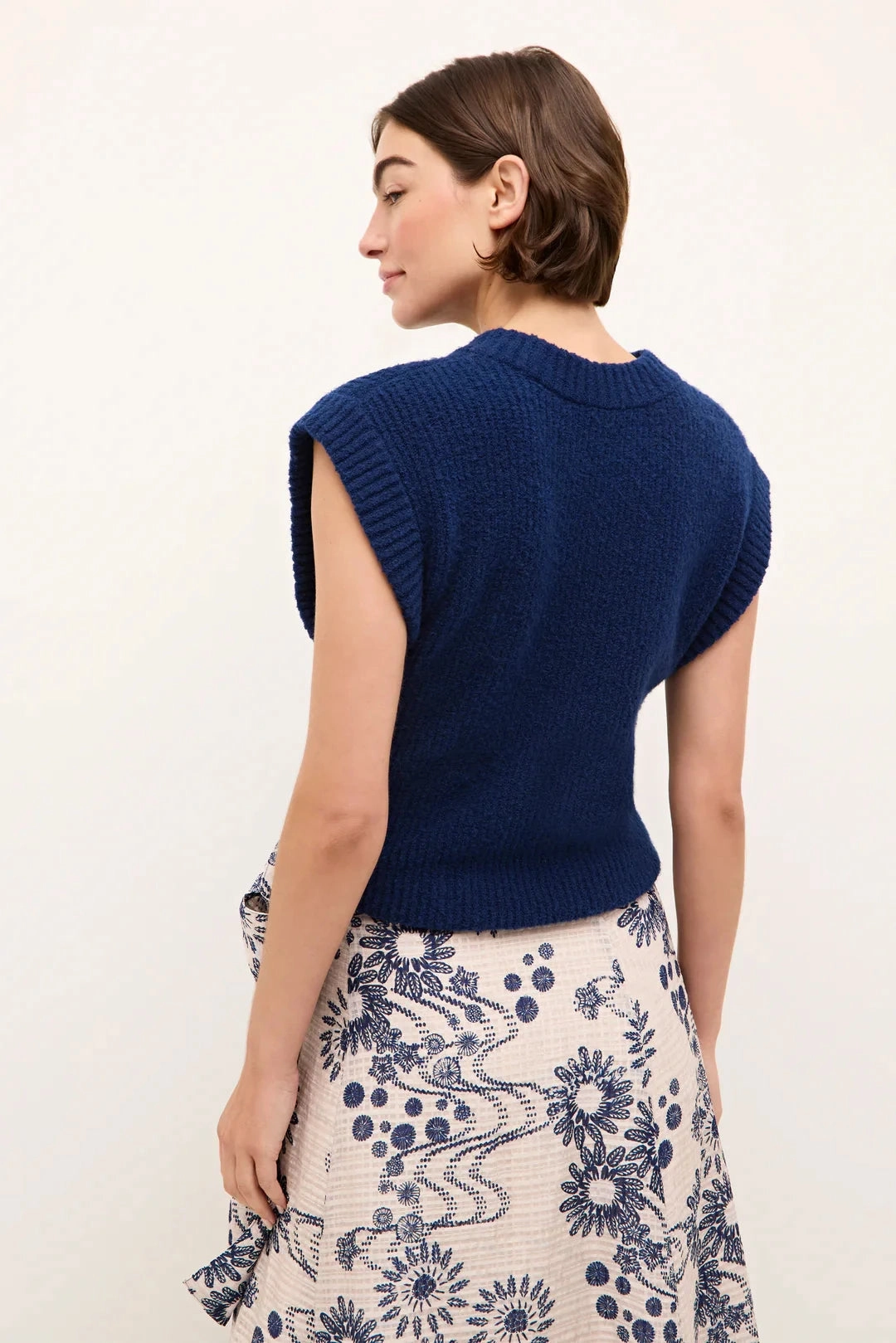Double Layered Fabric Belle Shell Navy