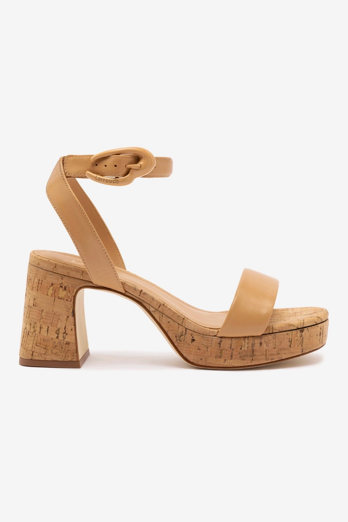 Lace Up Dolly Verona Low Sandal In Tan Leather and Natural Cork