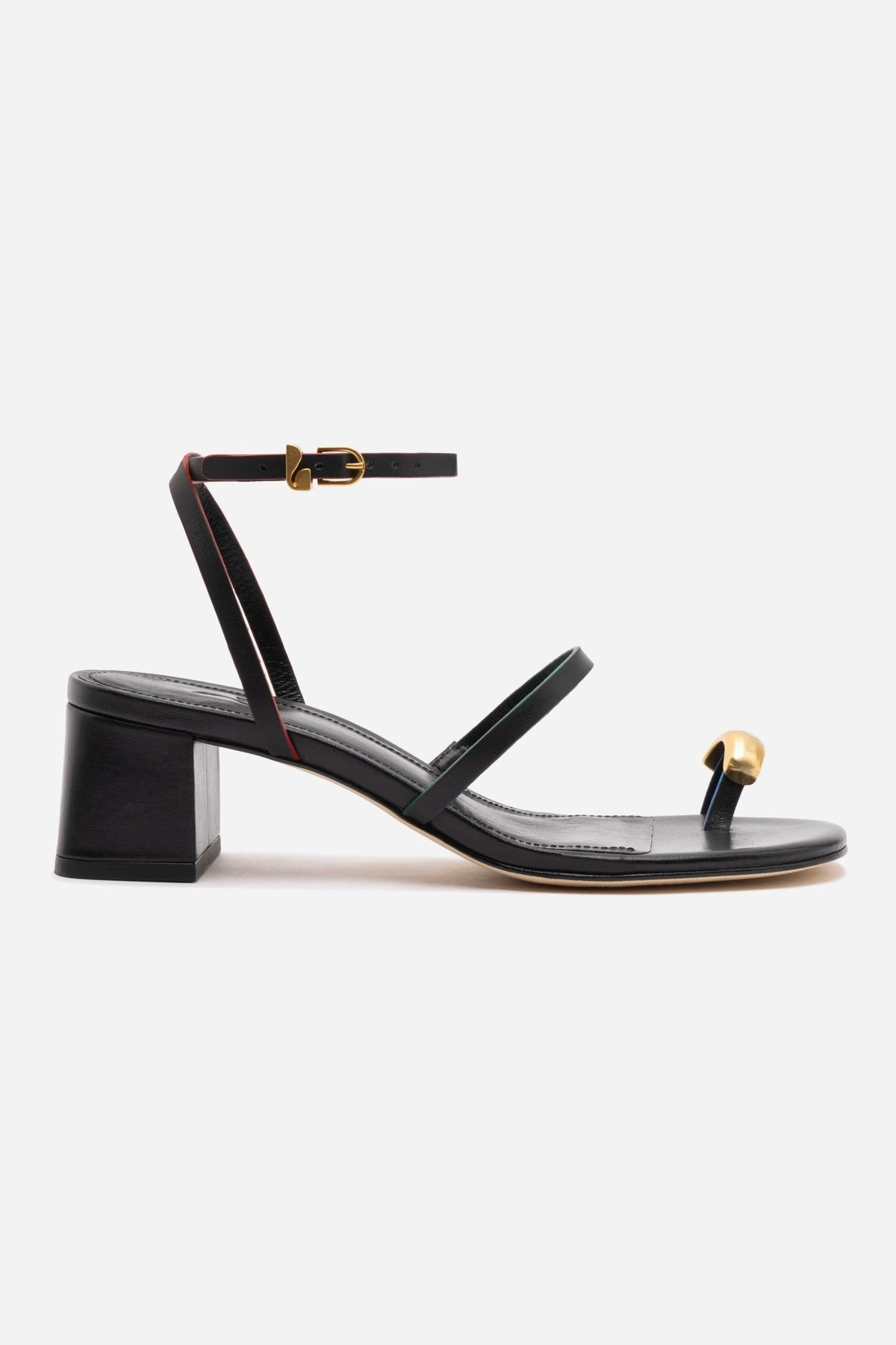 Biarritz Block In Black Leather Wide Base