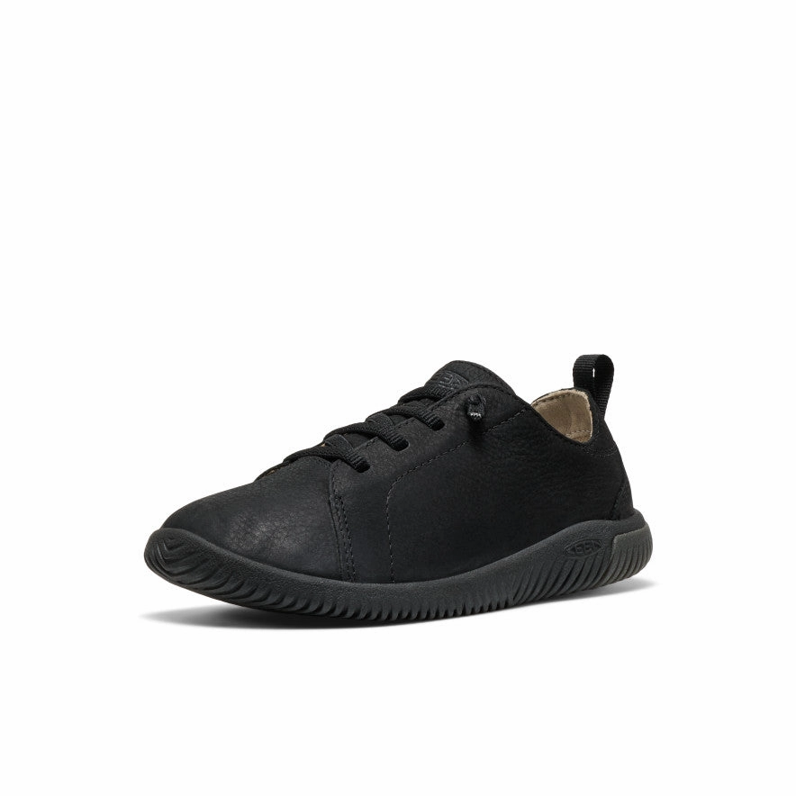Big Kids' KNX Leather Sneaker  |  Triple Black Non Slip Tread Machine washable