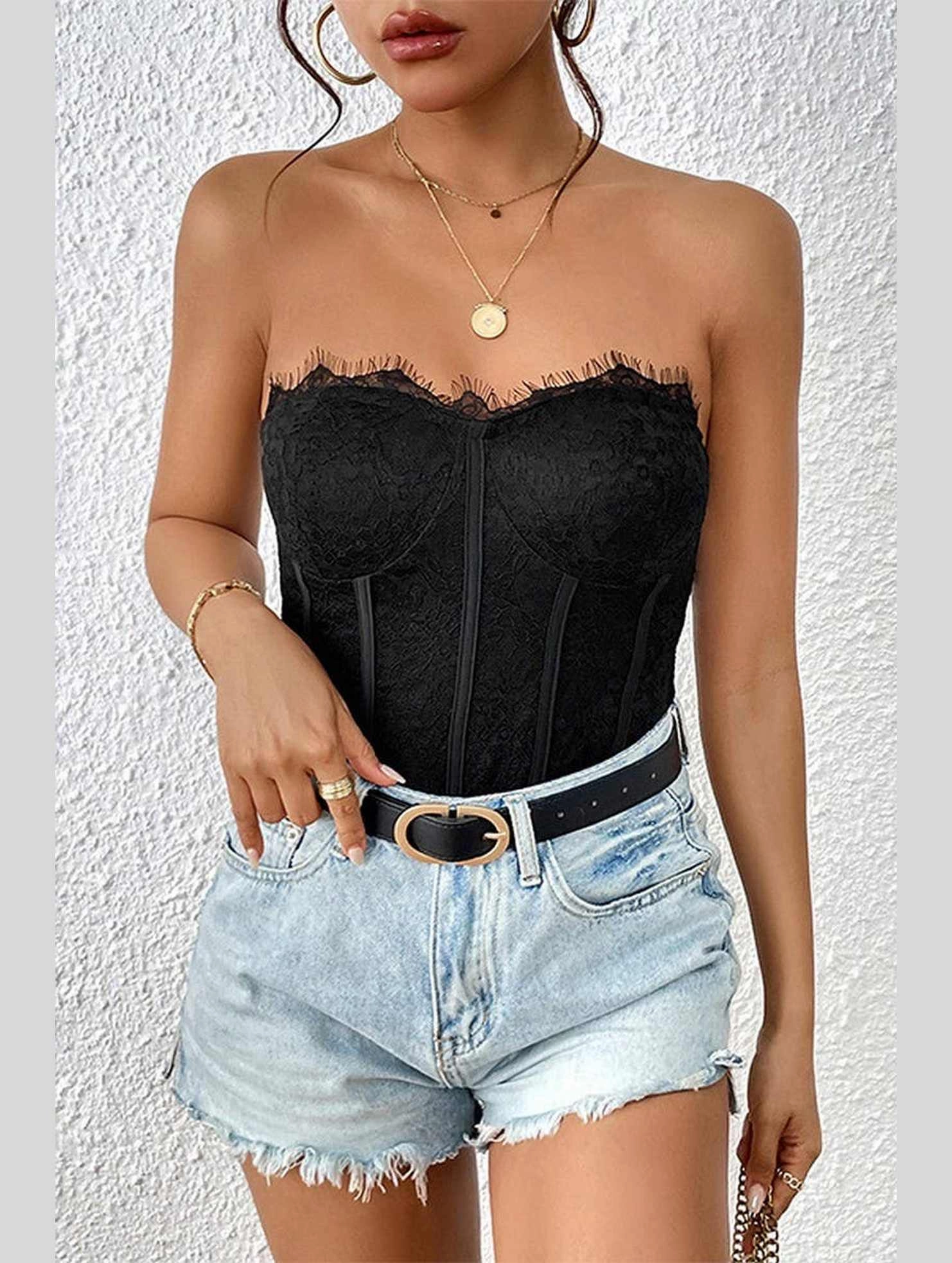 SleevelessOption Layered Placket Design BLACK FISHBONE BREAST WRAP JUMPSUIT_CWSJS0385