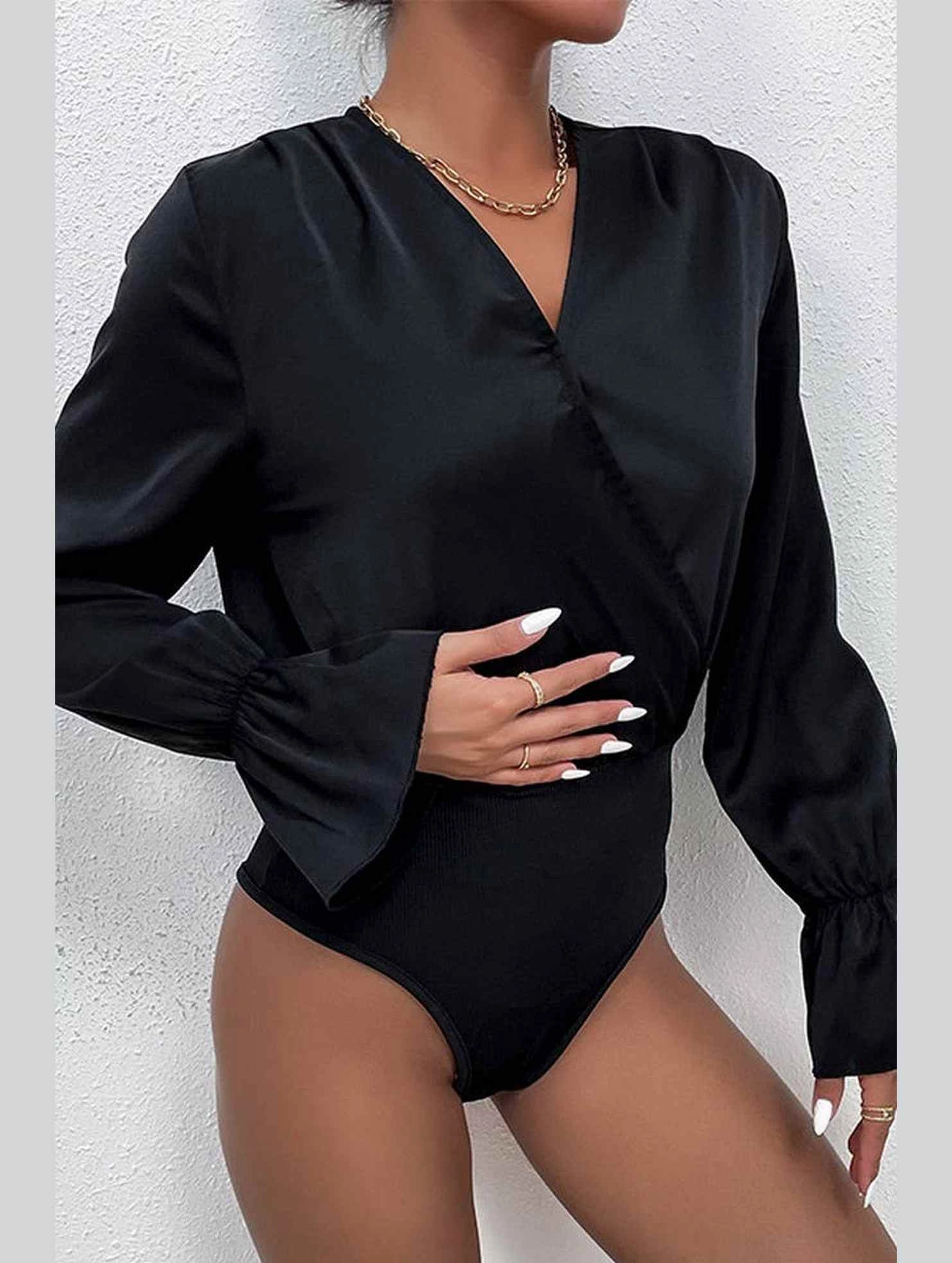 BLACK LONG SLEEVES TIGHT JUMPSUIT_CWSJS0396 Comfy Cardigan