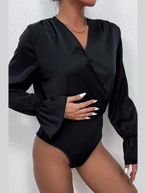 BLACK LONG SLEEVES TIGHT JUMPSUIT_CWSJS0396 Comfy Cardigan