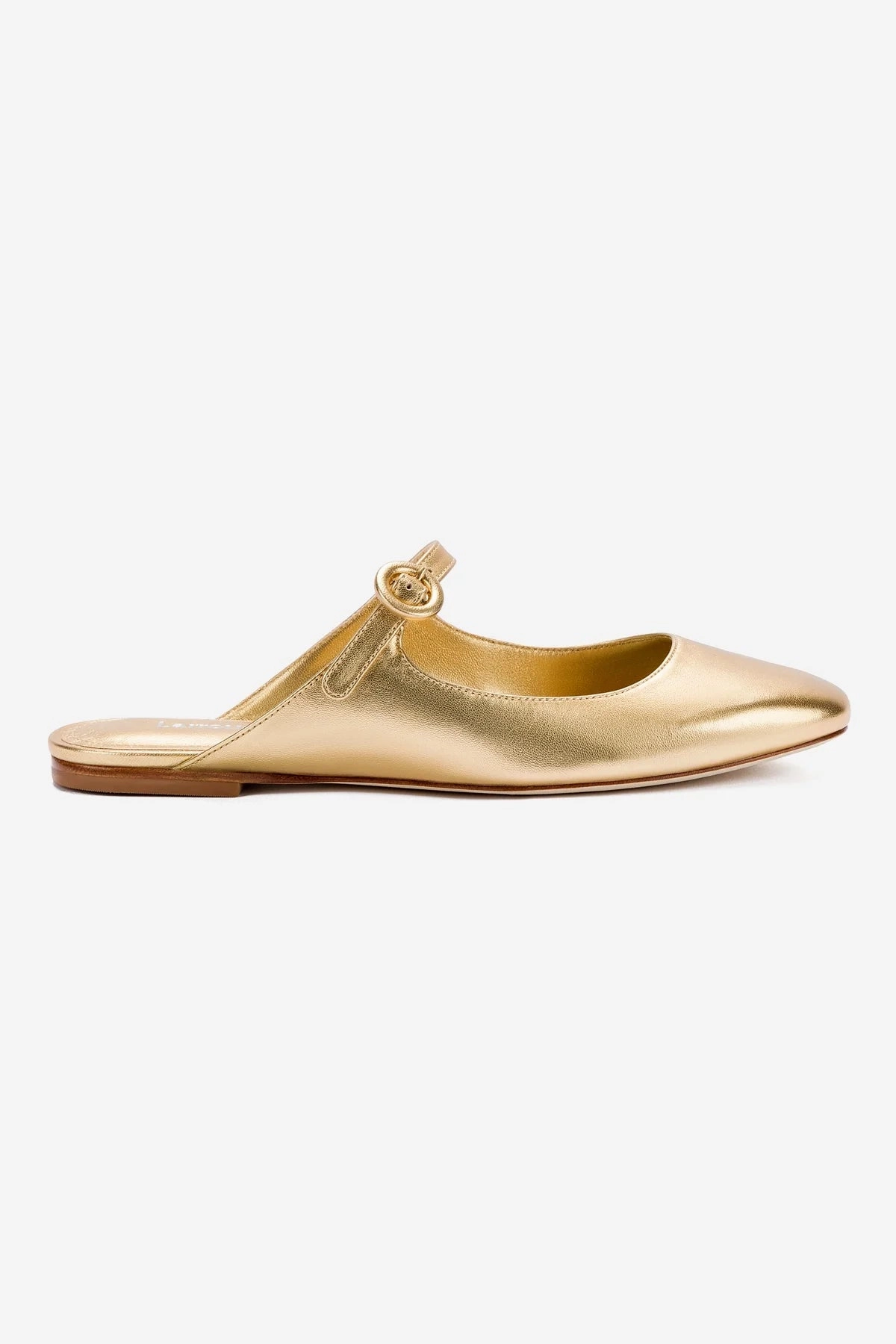 Blair Flat Mule In Gold Metallic Leather Soft Land