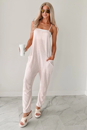 Blankets & Coffee Striped Jumpsuit (Ivory/Pink) UltraLightweight Thermoregulating Fabric