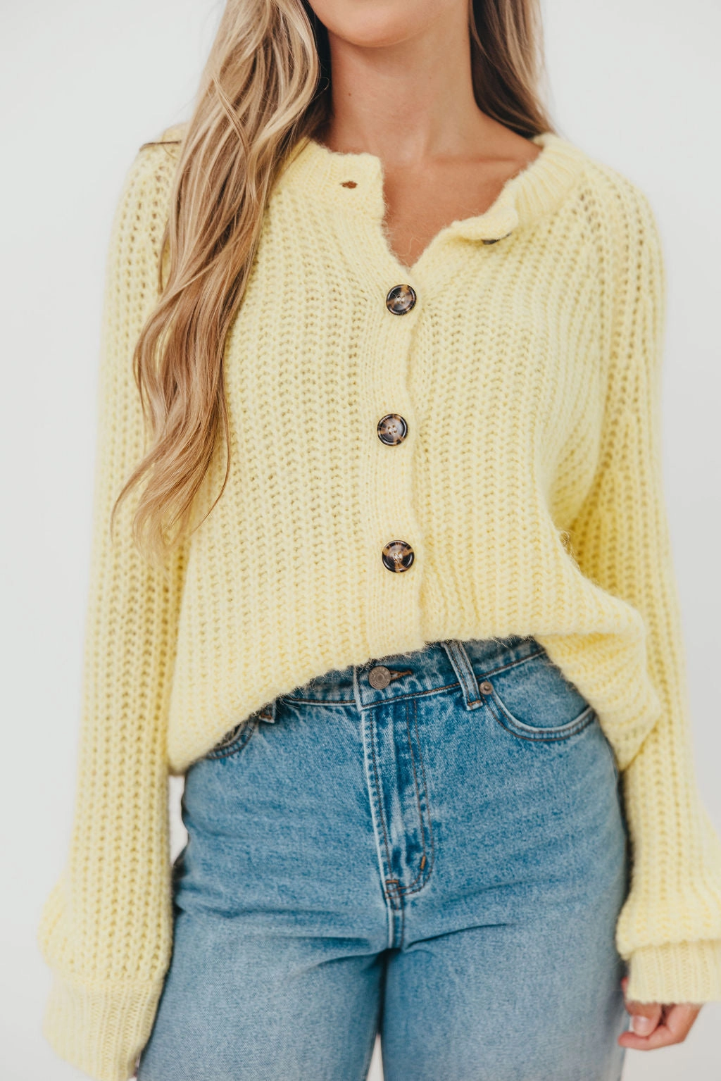 Bobbi Sweater Cardigan in Lemon VersatileNeckline