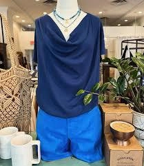 Everyday Look Erasable Surface Coating BOBI Draped Cowl Neck Top