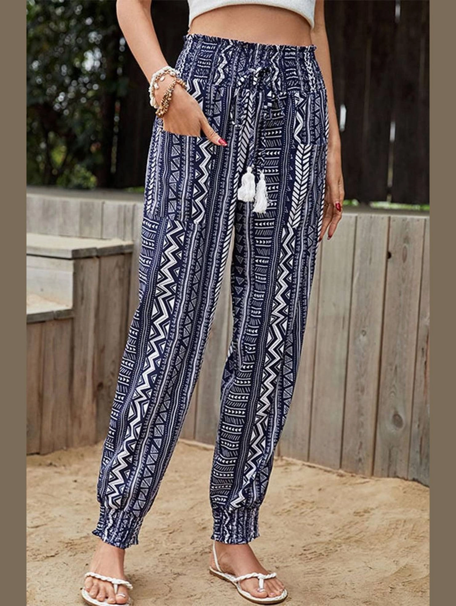 Travel Comfort BOHEMIAN TASSEL JOGGER PANTS