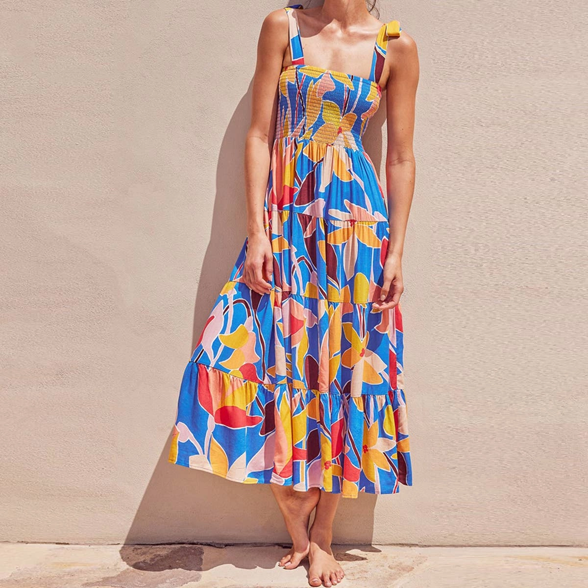 Morning Glow Spring Mood BOHO PRINT TEA BREAK FRENCH WRAP DRESS_CWDMD2380