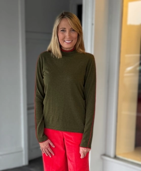 Vilagallo Knit Green Sweater Tencel Cotton Hybrid Weave Cozy Knit